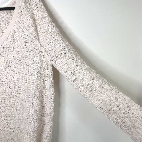 Free People Songbird Chunky Textured Oversized Pullover Sweater Med Cream Cozy - Picture 6 of 13